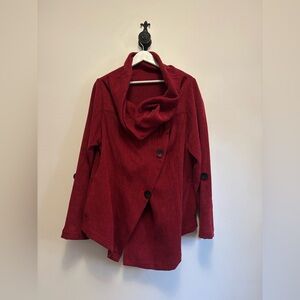 Elegant Red Pea Coat for Women